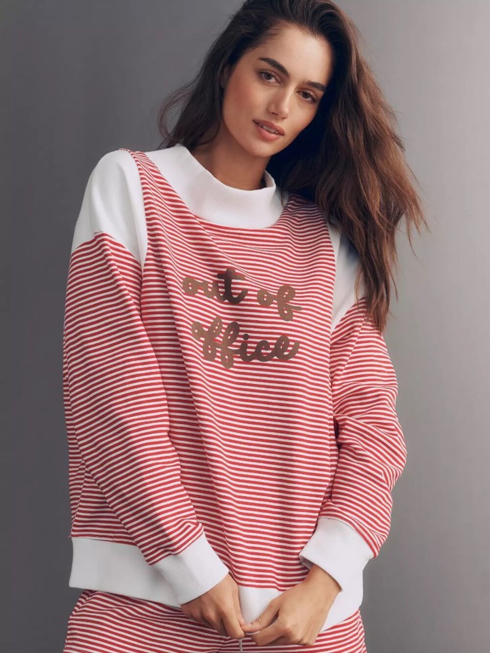 NEW Anthropologie Daily Practice "Out Of Office" Cotton Mock-Neck Sweatshirt XS